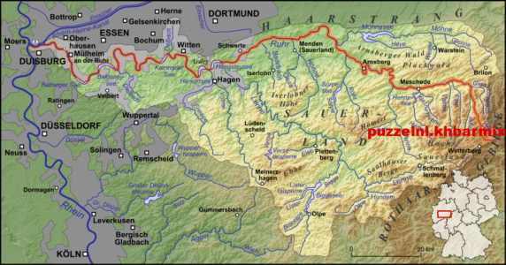 rivier die bij duisburg in de rijn uitmondt