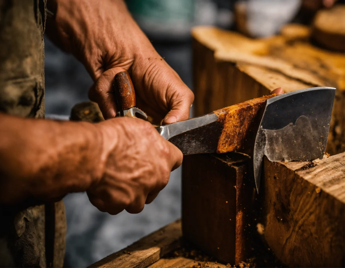 Een werktuig zachtjes voor de riem gebruiken. (5)