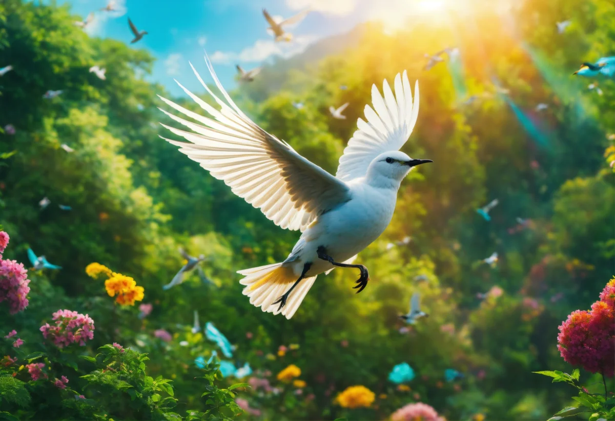 Groep vogels die ervandoor gaat (6)