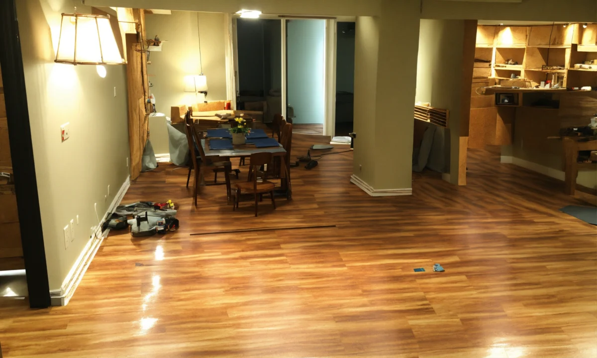 Zwevend parket dat bij expeditiebedrijven gebruikt wordt. (8)