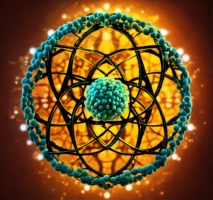 Een kern bestaande uit protonen en neutronen (12)