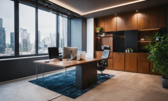 Hoofdbureau waar men bezig is met het leidingwerk. (15)