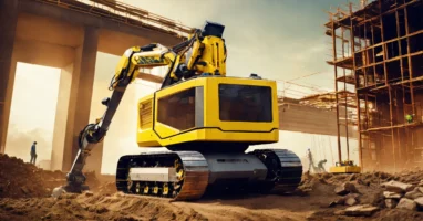 Uitstekende meestamper op een bouwterrein. (8)