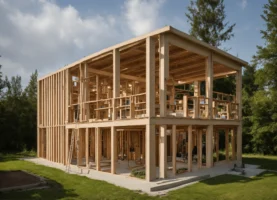 Geheel uit hout opgetrokken huis en meer (10) letters