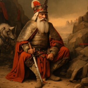 Boven wiens hoofd werd een zwaard gehangen aan slechts één paardenhaar