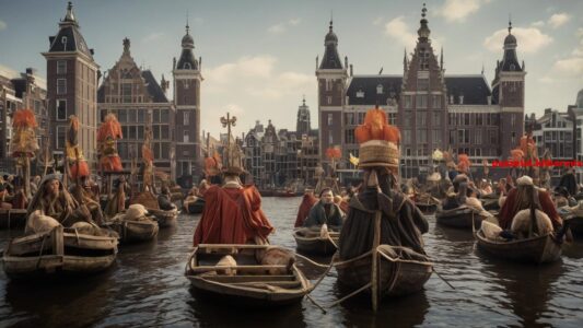 Wat werd in 1609 door de VOC aan het Damrak opgericht? (5,3,9)