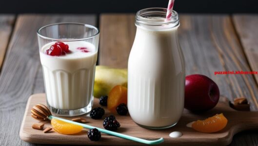 Drankje van geklopte melk, roomijs en vruchtensap. (9)