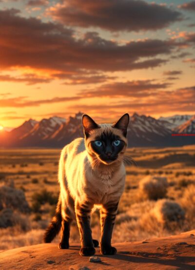 Een kat met een wigvormige kop, ogen wijd uit elkaar en een slank lichaam. (7)