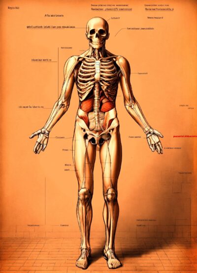 Waarmee zit een spier aan het skelet vast (4) letters