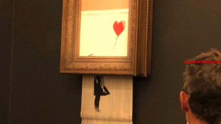 Britse maker van streetart wiens werk op een veiling door de shredder ging. (6) letters