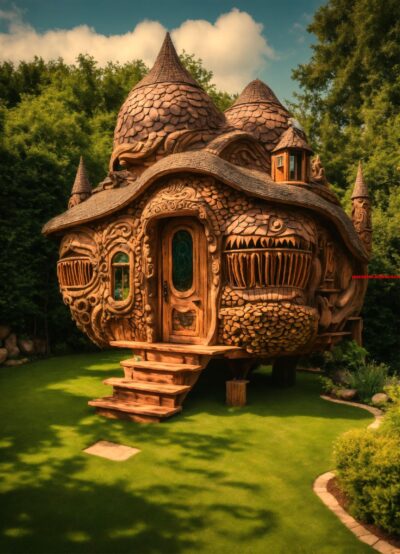 In dit Eftelinghuis lijkt het of boven onder is. (5,5) letters