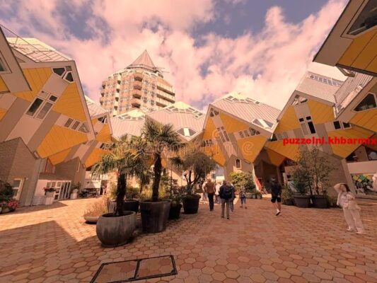 Architect van de kubuswoningen in Rotterdam. (4,4)