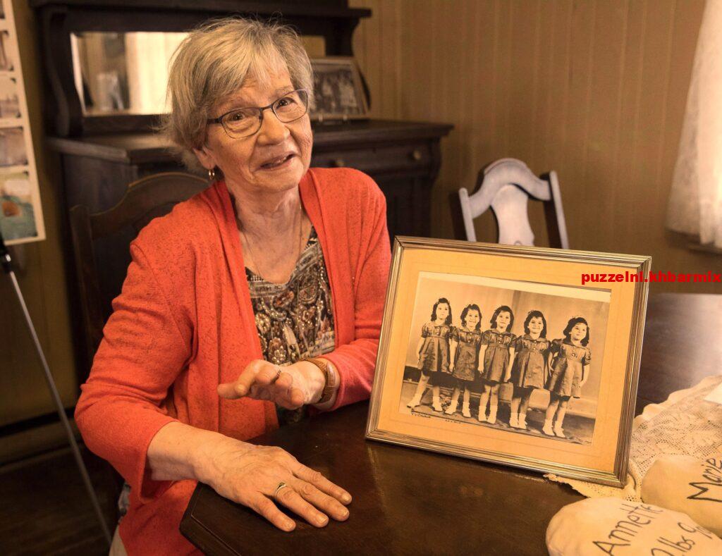 Annette (+ 24-12), was de laatste telg van deze bekende canadese meerling (13) letters
