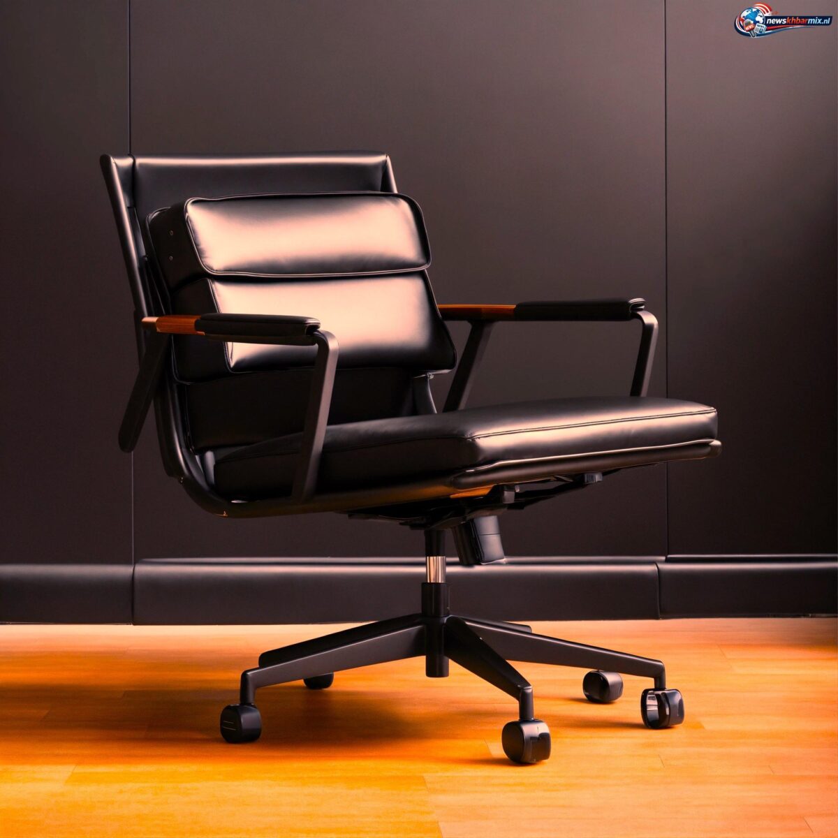 Geheel beklede stoel met gesloten armleuningen en achter een sierrand weggewerkte poten. (7)